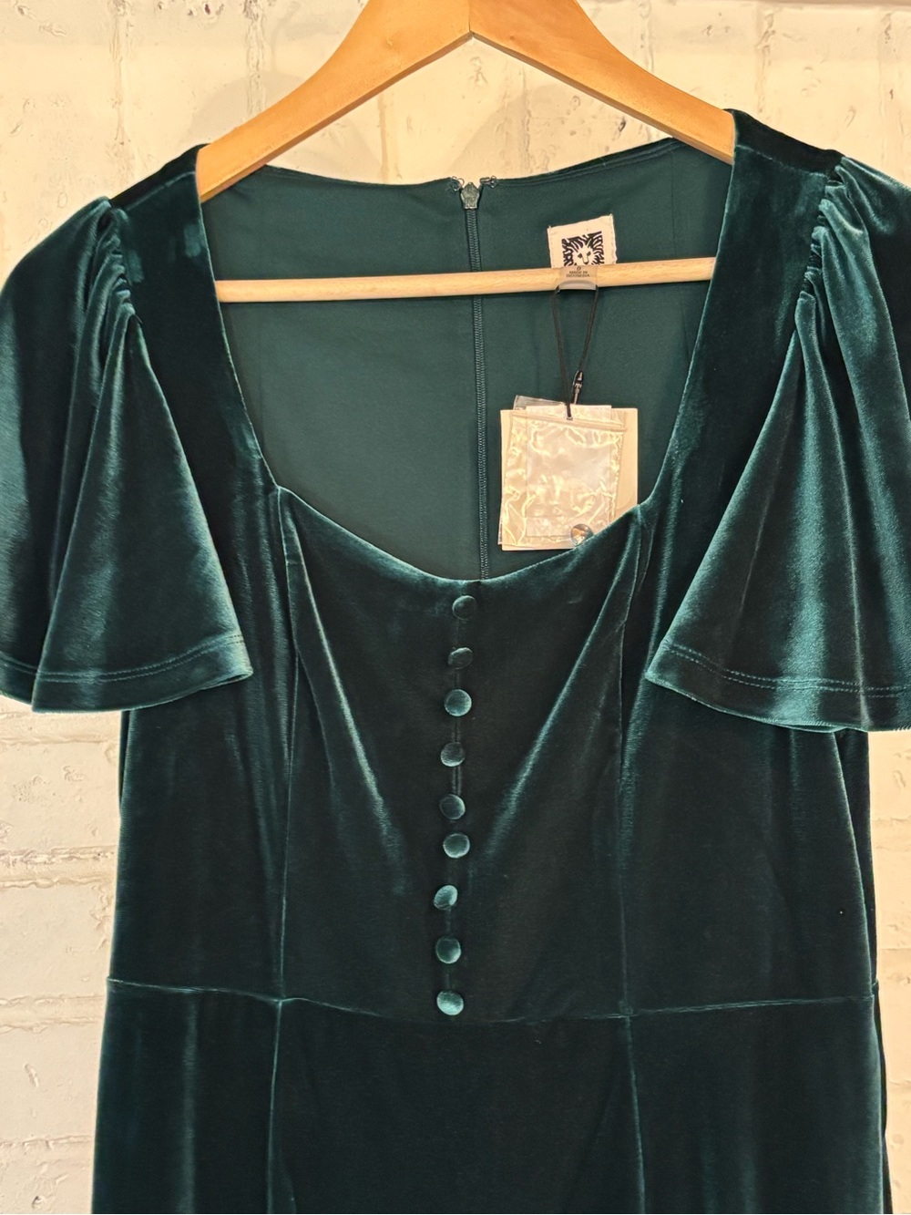 Anne Klein Midnight Pine Velvet Dress